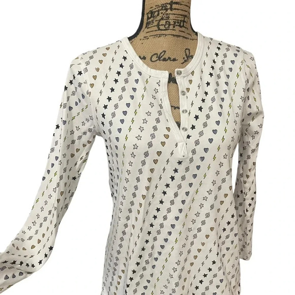 Roller Rabbit X Peloton Long Sleeve Pajama Top Size Small White - Picture 5 of 7